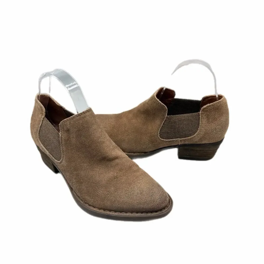 Born NWOB Dallia Pull On Block Heel Suede Distressed Brown Low Ankle Booties - Picture 6 of 10